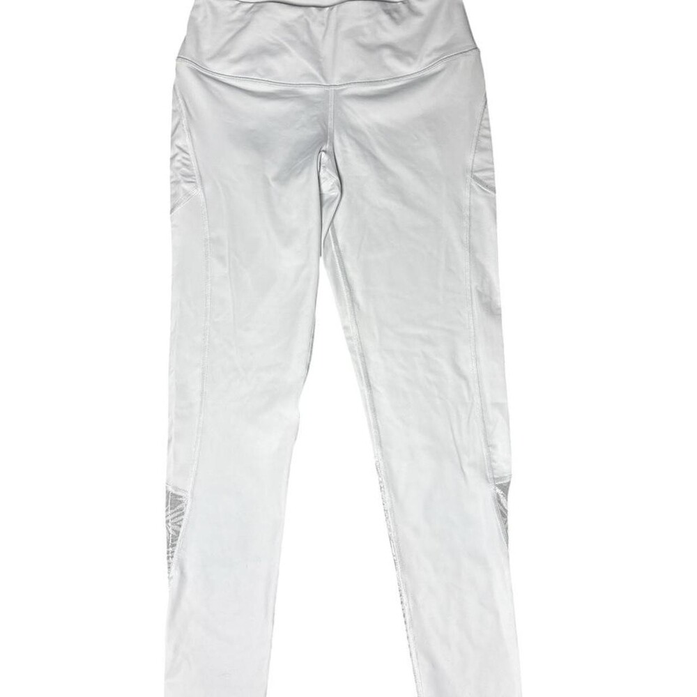 Victoria's Secret Sport white leggings with lace pattern on the lower legs, size